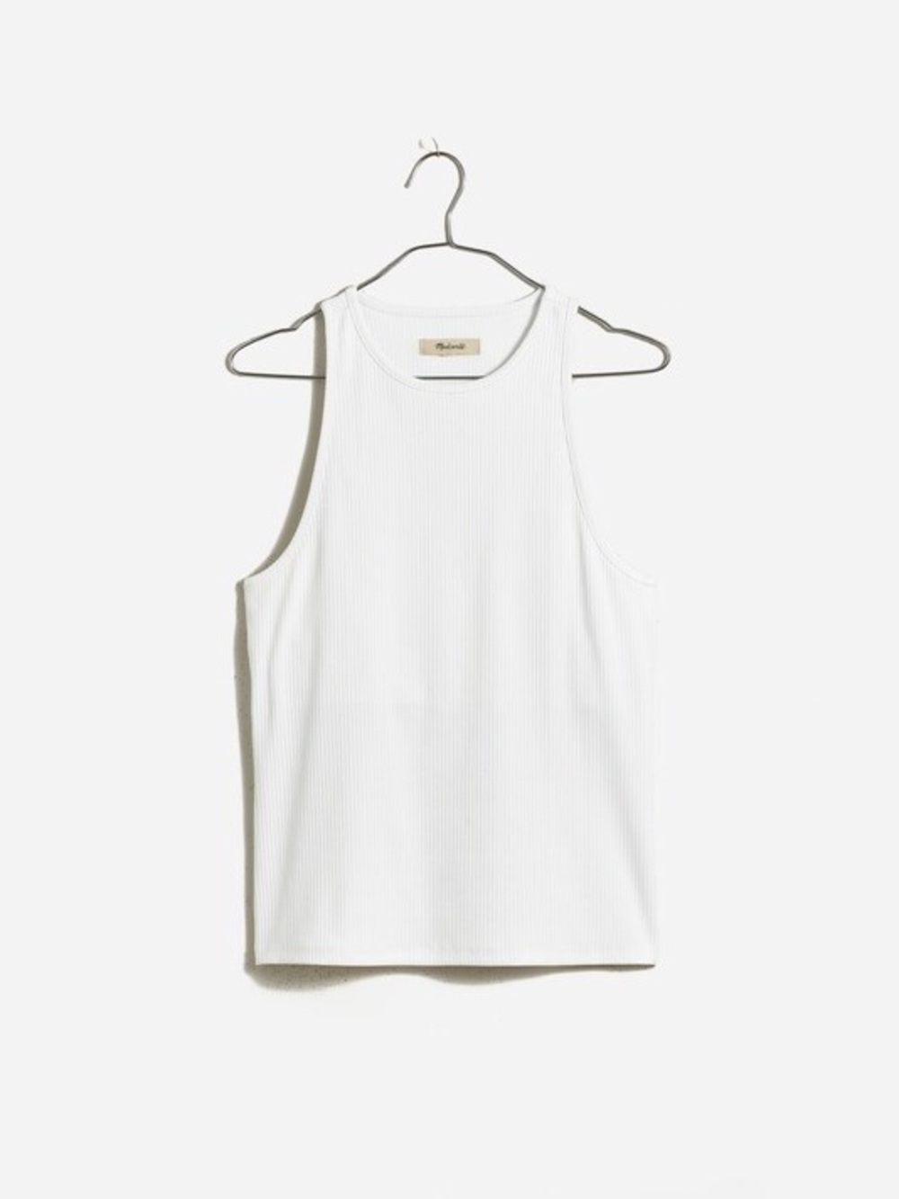 Madewell White Ribbed Tank with High Neck